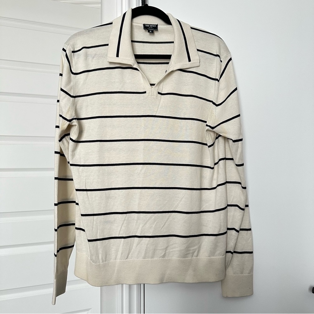 Todd Snyder Cream and Black Silk Blend Sweater Size M